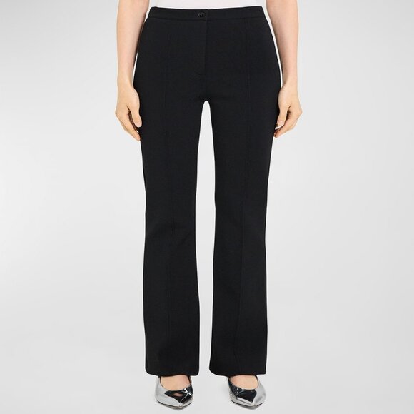 375$ Theory Crepe Knit Flared Wide Leg Pants Mid Rise Women's Size M Black - Picture 1 of 1
